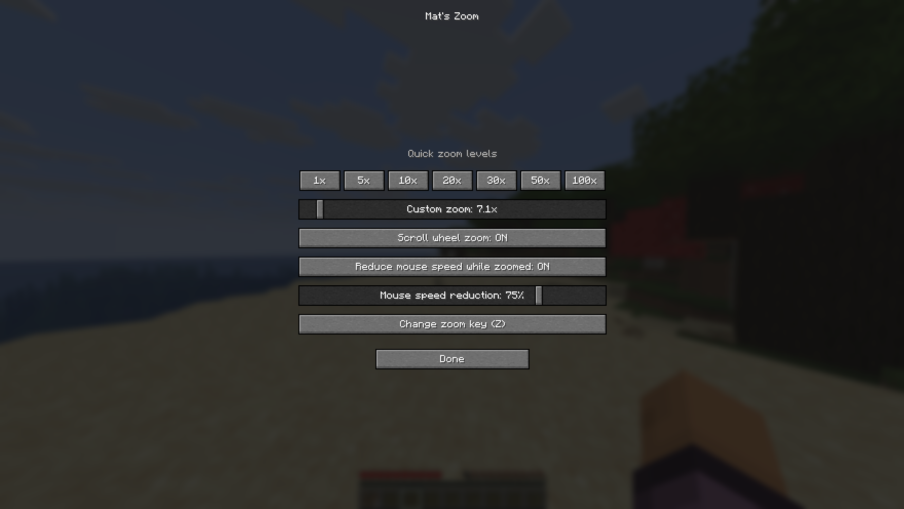 Zoomsettings